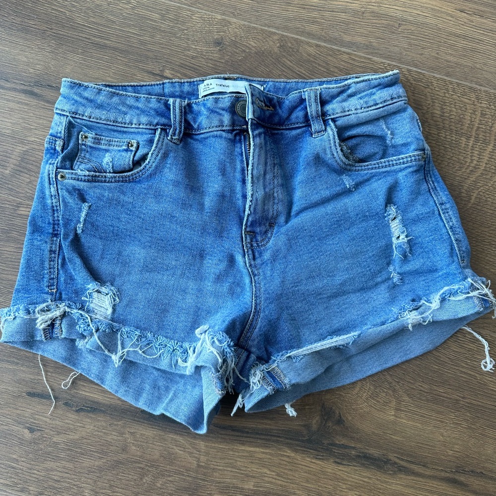 Zara Denim Mini Shorts Distressed jean short